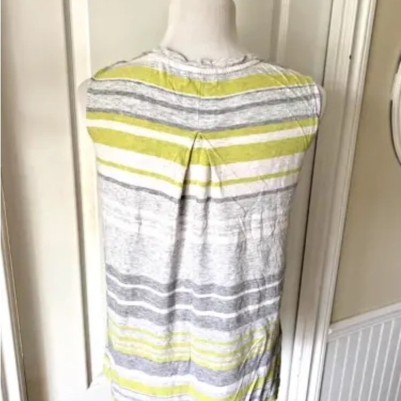 Womens Athleta Sz Small Tank Top Scoop Neck Sleeveless White Stripe Gray Breezy - Picture 5 of 6